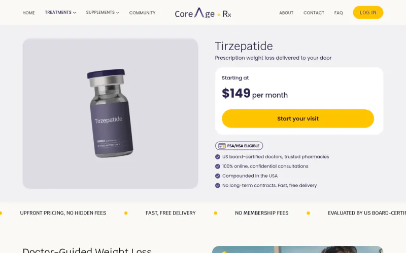 CoreAge Rx website screenshot