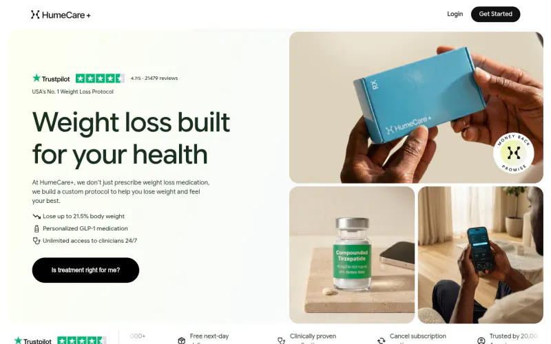 Hume Care home page screenshot