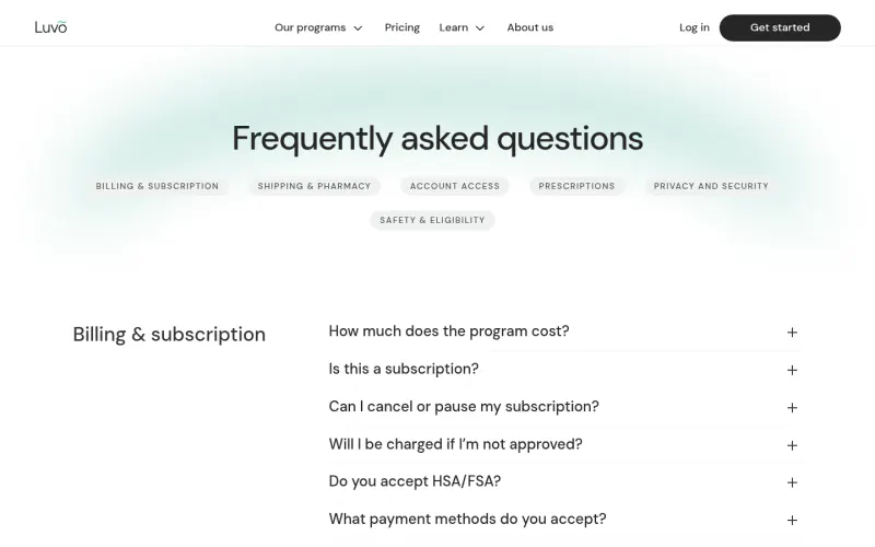 Luvo Health website screenshot