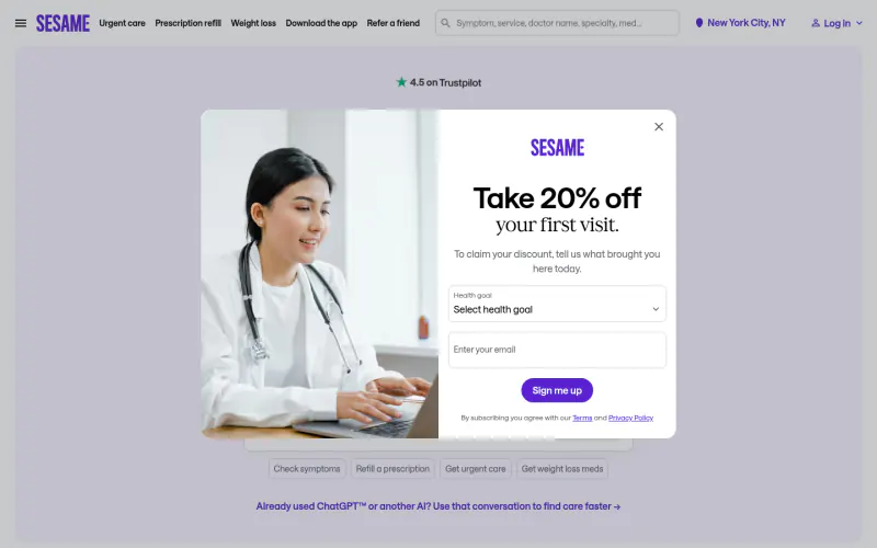 Sesame Care home page screenshot