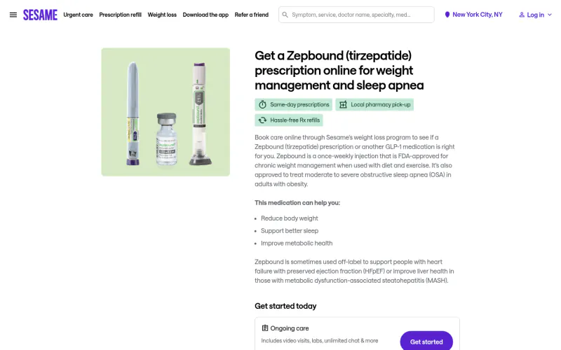 Sesame Care website screenshot